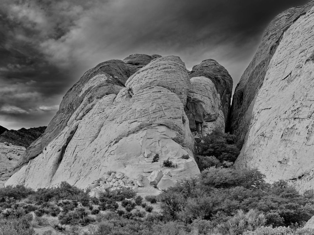 Sandstone hills, showing different shades.