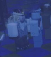 Me standing next to my blue friend