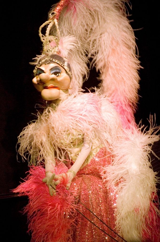 A picture of the ventriloquist puppet Madame, made famous by ventriloquist Wayland Flowers. She bears a striking resemblance to Ms. Palin. 