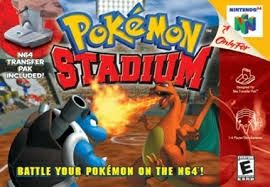 Pokemon stadium N64 with Charizard in orange dropping straight fire in the blue Blastoise's face