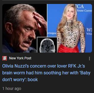 New York Post
Olivia Nuzzi’s concern over lover RFK Jr.’s brain worm had him soothing her with ‘Baby don’t worry’: book