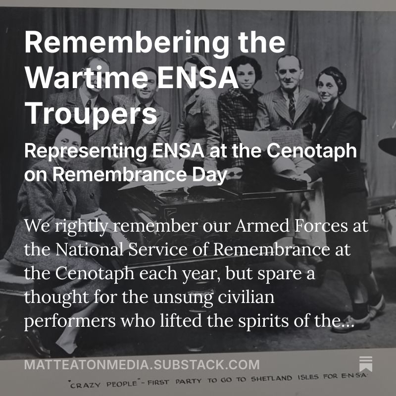 A photo of the 'Crazy People' ENSA troupe from IWM PC 9551 and the words Remembering the Wartime ENSA Troupers