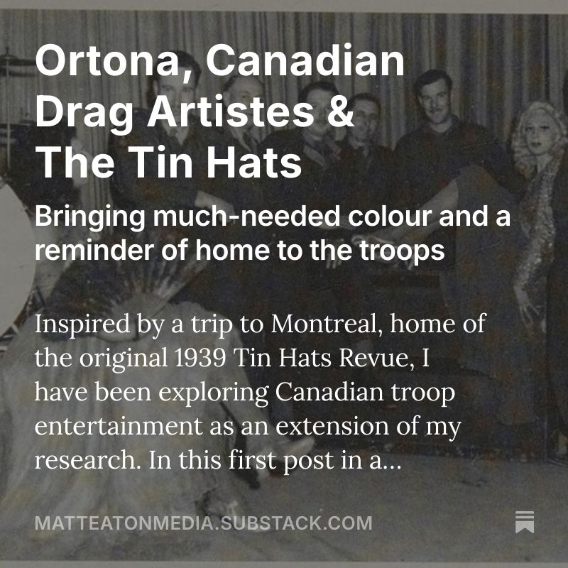 photo of Trixie and Trilby - drag artistes with the Tin Hats behind text: Ortona, Canadian Drag Artistes & The Tin Hats
https://matteatonmedia.substack.com/p/ortona-canadian-drag-artistes-and
