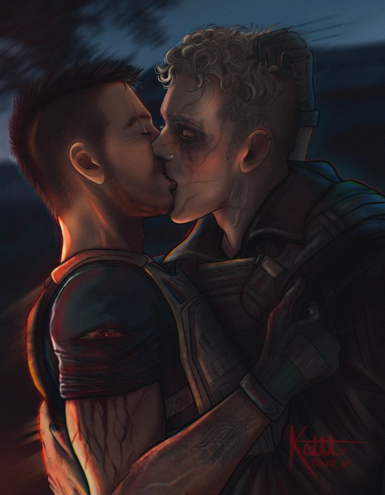 Ghost and Soap sharing a passionate kiss after the alone mission