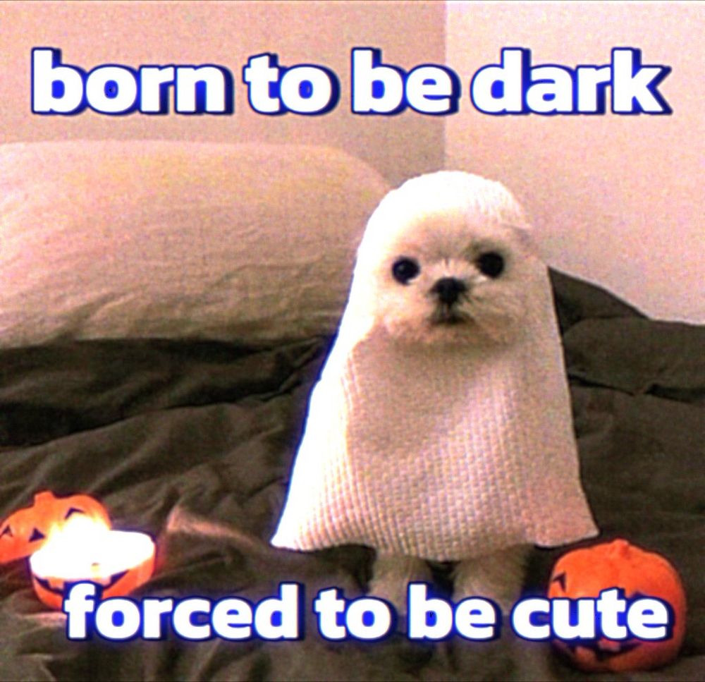 Born to be dark, forced to be cute with a dog in the middle