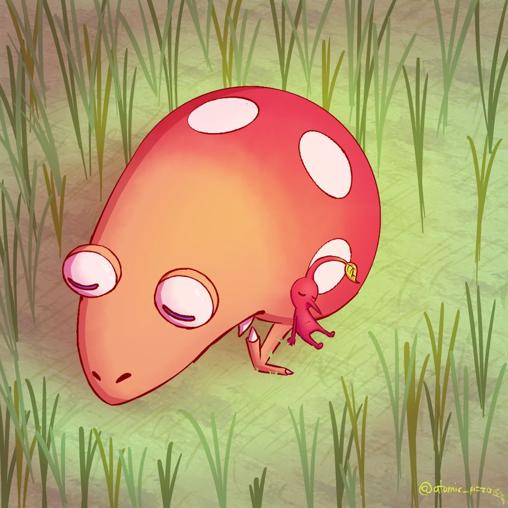 Bulborb and pikmin sleeping together