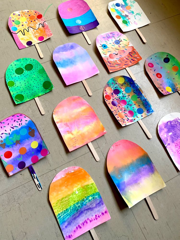 Watercolour/mixed media popsicle artworks 