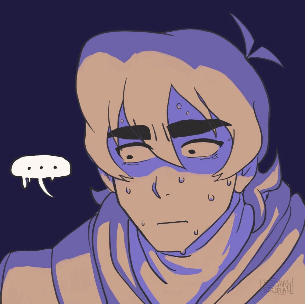 Keith, pointedly looking off, sweats profusely.