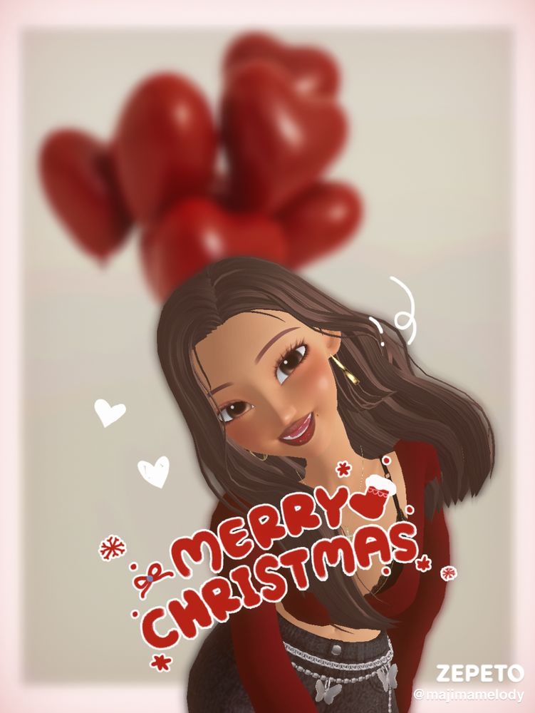 Erina smiling happily with text saying, "Merry Christmas."