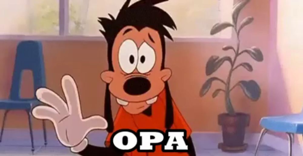 a goofy cartoon character with the word opa written on his chest