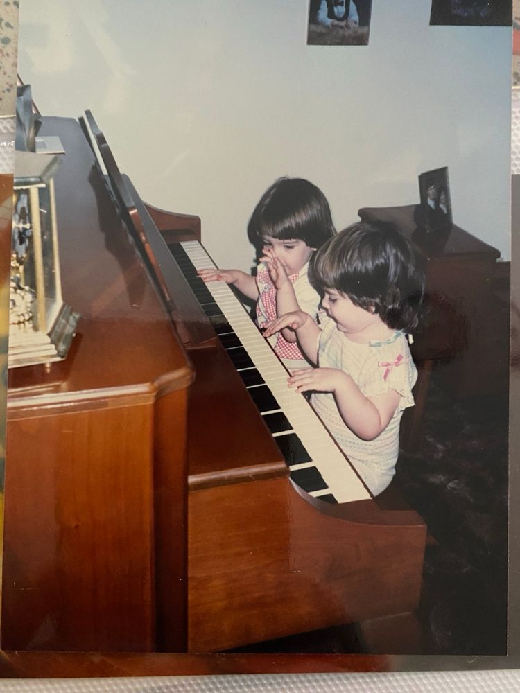 Toddler bones and me playing the piano
