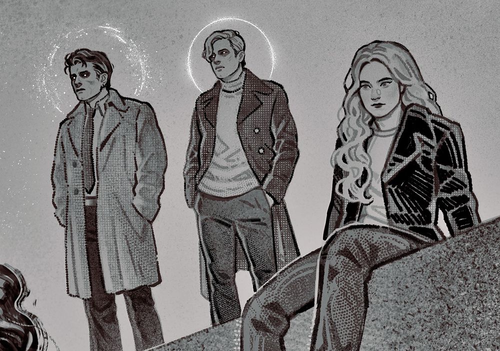 Close-up of Castiel, Jack and Claire.