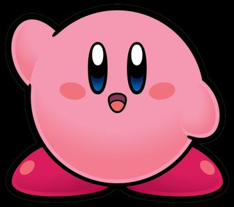 An image of Nintendo character 'Kirby', hier als Wortwitz, weil in etwa so ausgesprochen wird wie das Deutsche 'Kürbi'.