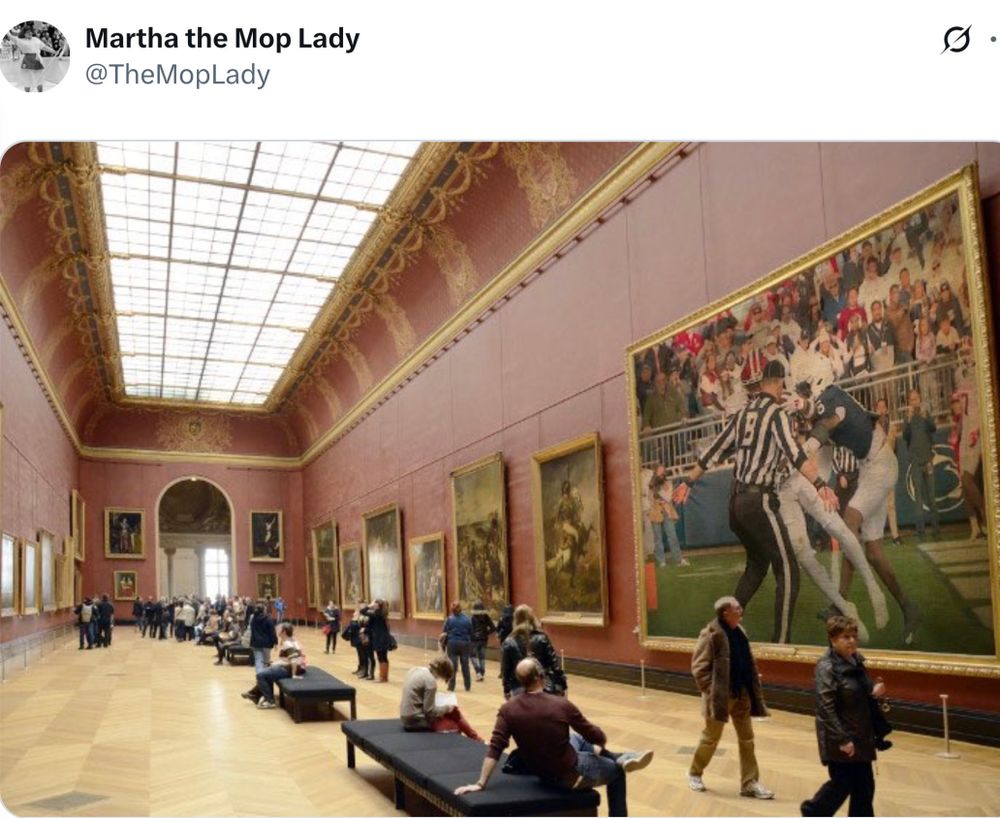 Meme of a painting of IU Receiver Omar Coopers touchdown against Penn state hanging in the Louvre. 
