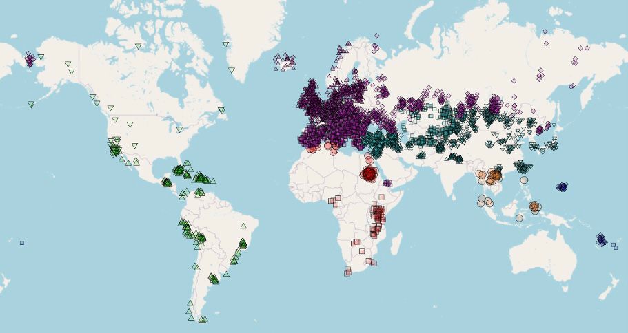 Map from the Allen Ancient DNA resource showing the geographic origins of published ancient DNA data. (Mallick et al 2024)