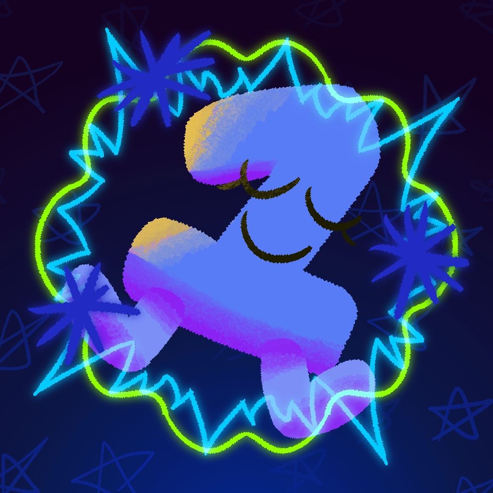 Artwork of One from BFDI:TPOT floating around in space, with a powerful aura surrounding her.