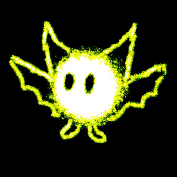 Chibi bat with yellow-white overlay