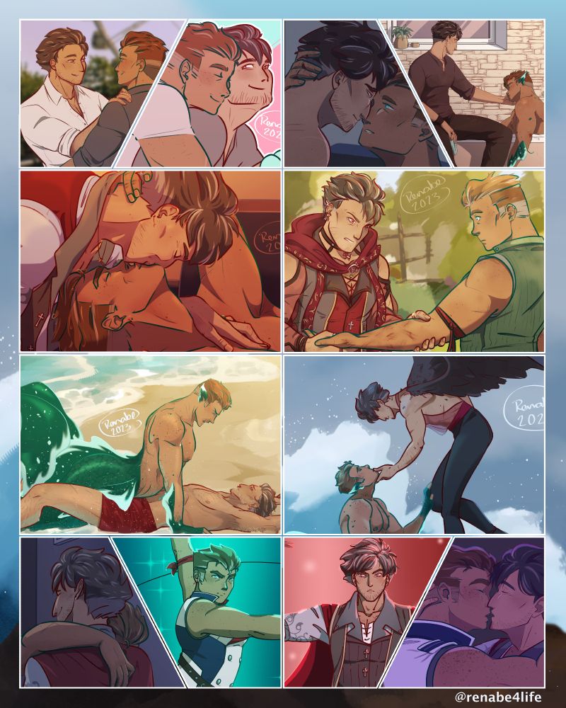 collage of fair game art pieces I drew throughout 2023- full pieces can be found throughout my media tab here on bsky