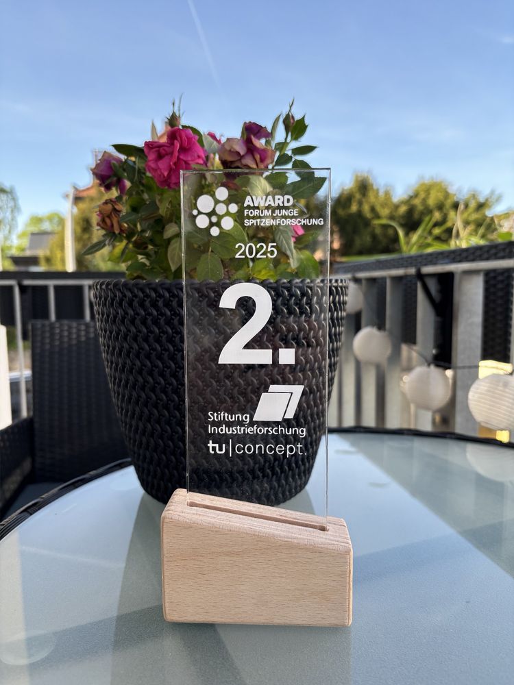 Award trophy on a table