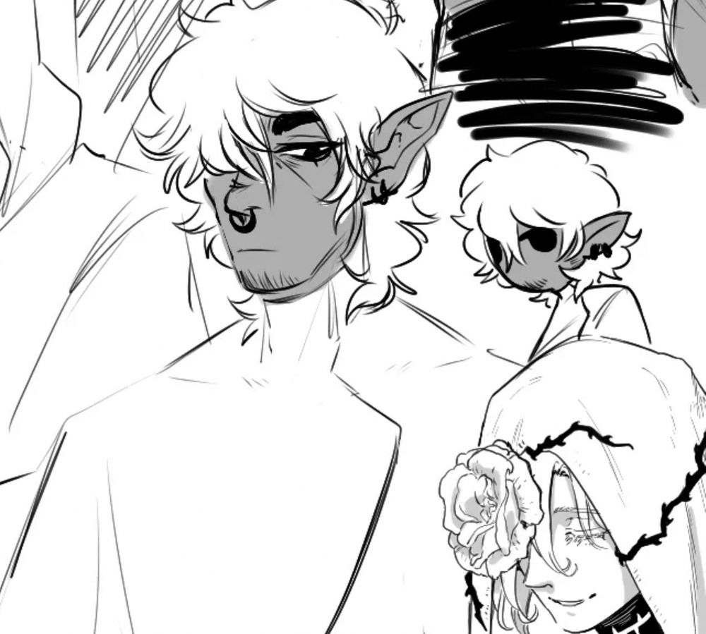 Rajah in the corner (drawn by me) and a couple of Chloros drawn by Maniac