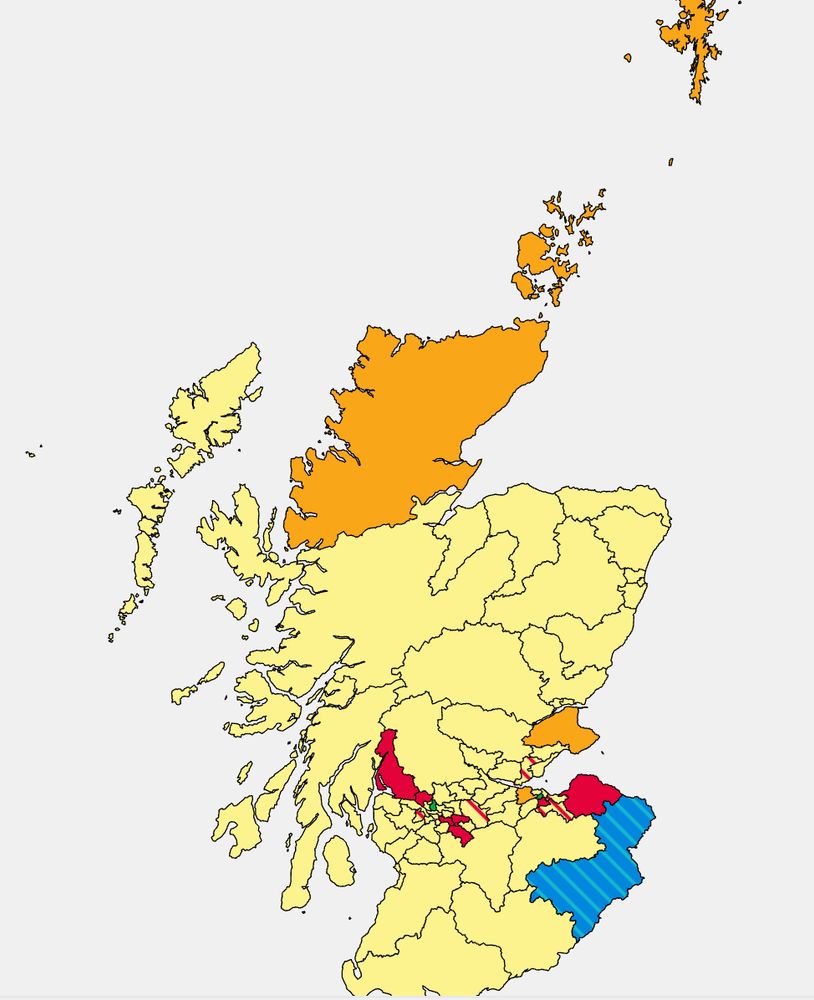 Map of Scottish constituencies uunder latest poll