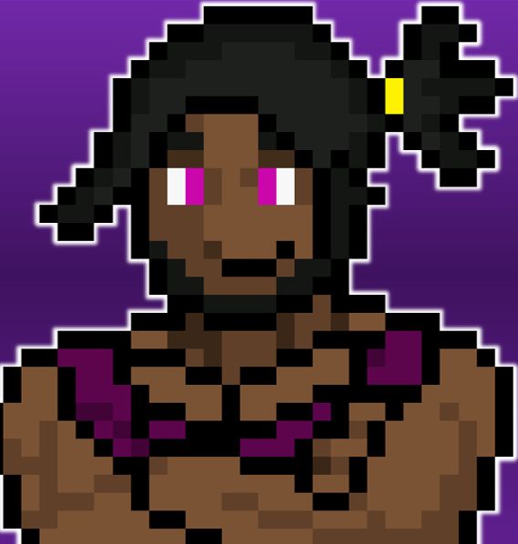 A profile pic of Hakim behind a purple background.