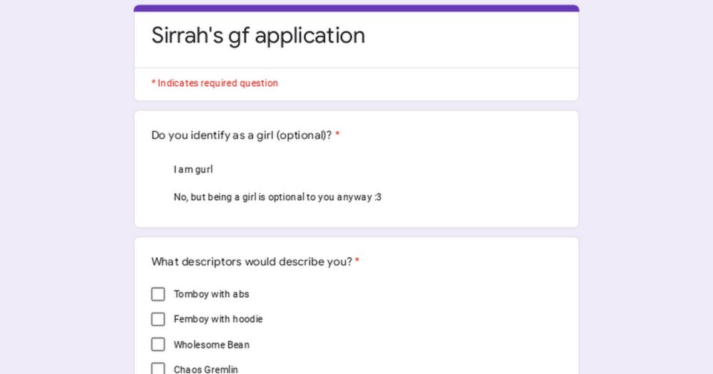 Sirrah's gf application