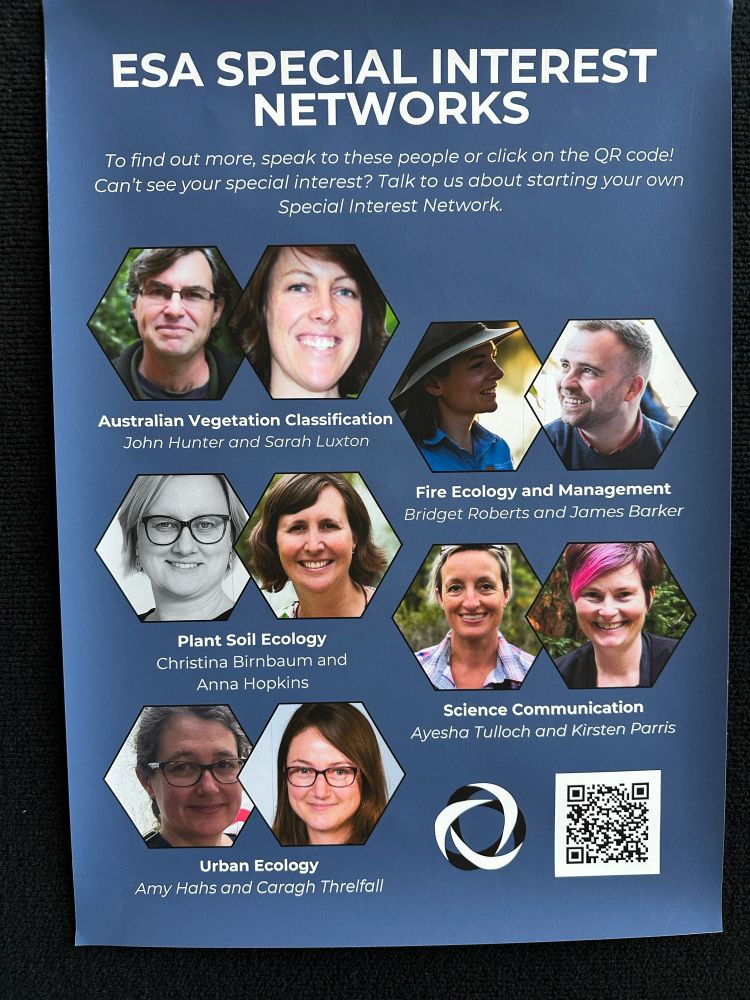 Poster showing the names and pictures of the conveners of each ESA special interest network.