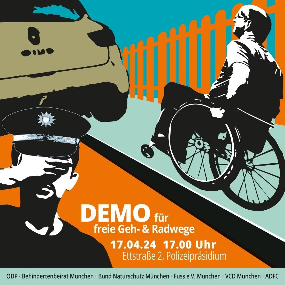 Auto parkt auf Radweg, behindert Rollstuhlfahrer, Polizei schaut weg