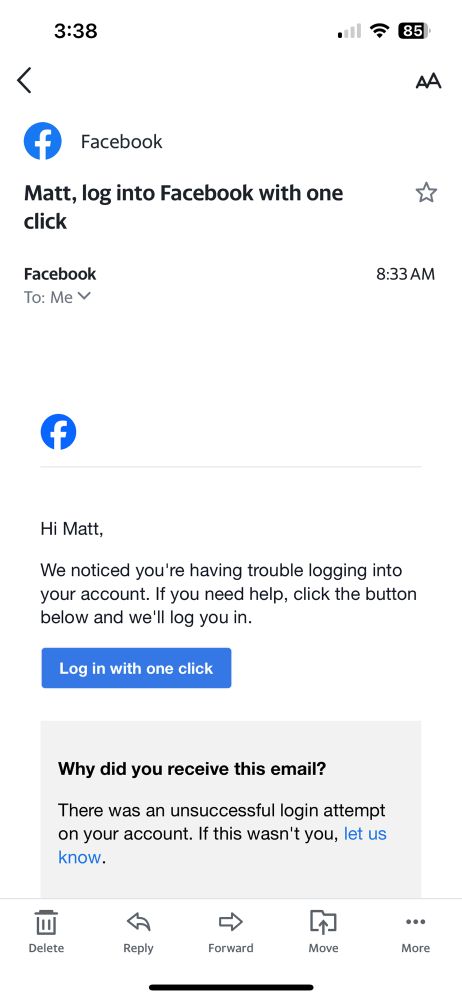 Facebook email begging 