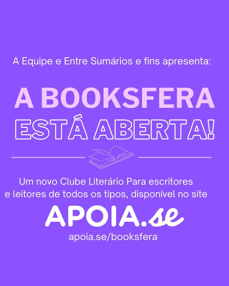 Nosso clube literário está aberto agora, e disponível pelo Apoia-se, com apoio de 5,00 por mês você já pode fazer parte dele, aproveitar as leituras coletivas, os sorteios e muito mais! Faça parte da Booksfera!