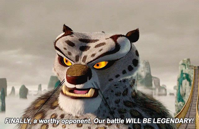 a cartoon leopard says finally a worthy opponent