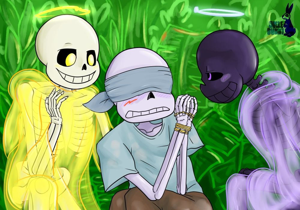 Forest gods Dream and Nightmare are dressed in gossamer clothing the color of their magics. They both look very excited to see Cross, who is blindfolded, and whose wrists are bound with golden rope. Cross is looking not so excited.