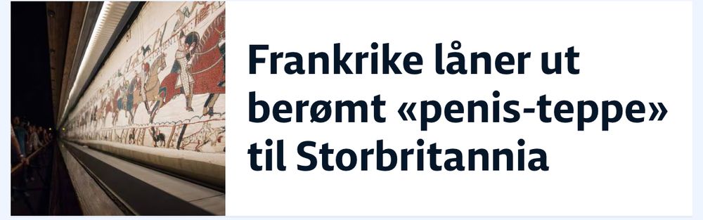 Faksimile av NrK artikkel som omtaler Bayeux teppet som «penis-teppet».