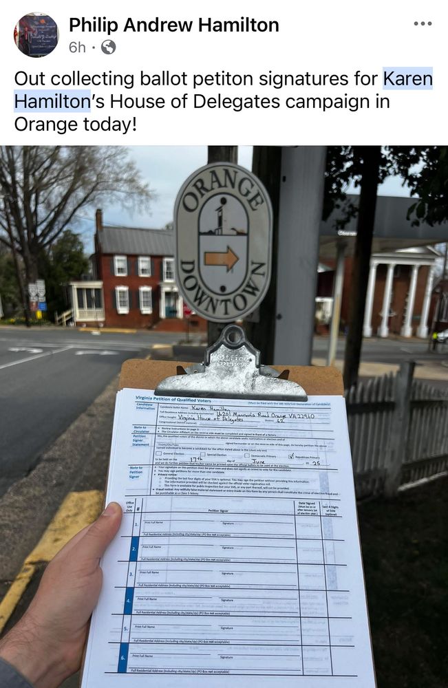 Philip Hamilton, Orange County Republican collecting signatures 
