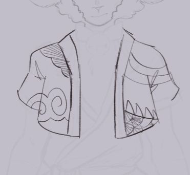Sketch of the silk fleece as a crop top jacket