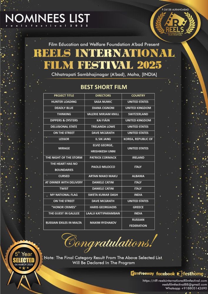 Image Description: An image displays of various winner from the Best Short Film category at Reels International Film Festival 2025.

