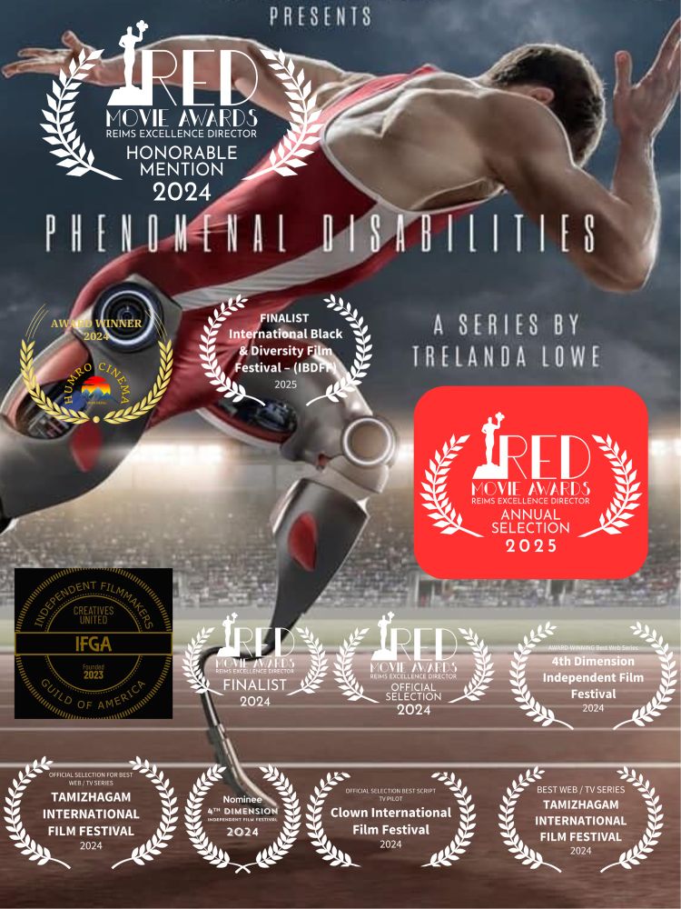 Image Description: Several posters and laurel wins display from Phenomenal Disabilities and Delusional State films.