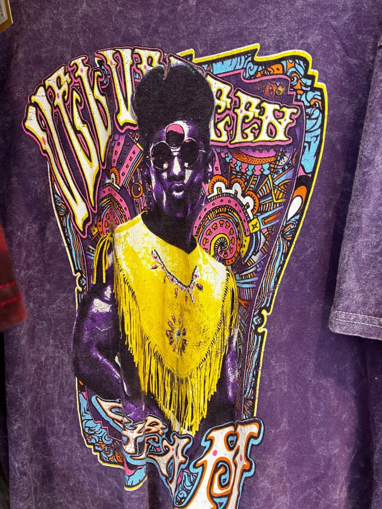 Purple t shirt with a picture of pro wrestler ‘velveteen dream’