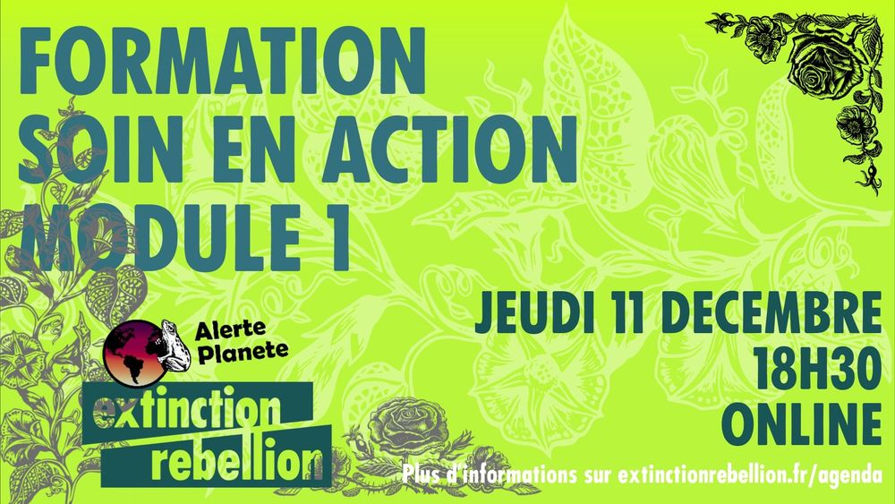 Jeudi 11 📆

👩‍🏫 18h30, formation EN LIGNE soin en action (module 1) 