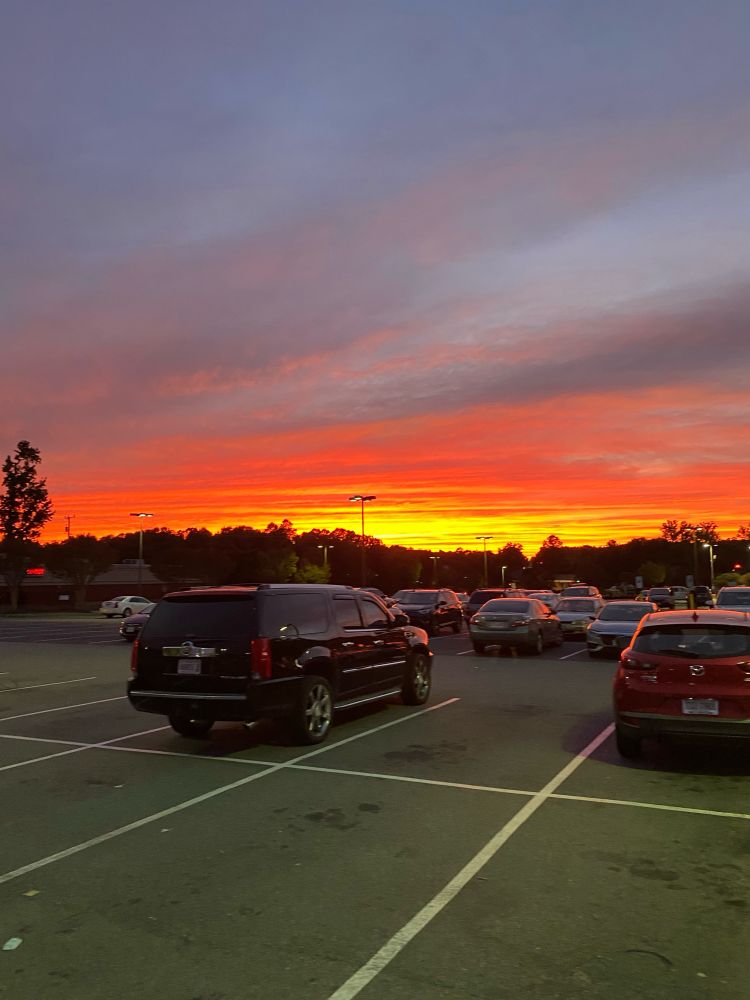 Nighttime is about to hit the Dollar Tree parking lot 