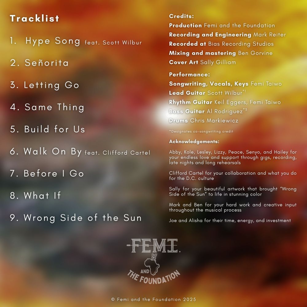 tracklist and credits for Wrong Side of the Sun over a similar background