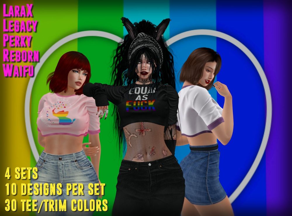 Ad for Women's Cropped Tees, Pride version, in Second Life