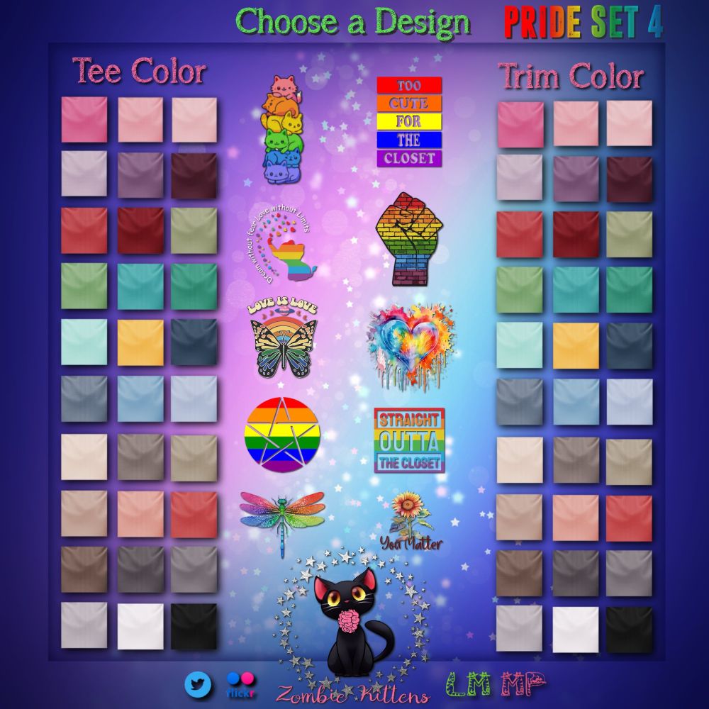 Pride Set 4 HUD for Women's Cropped Tees in Second Life