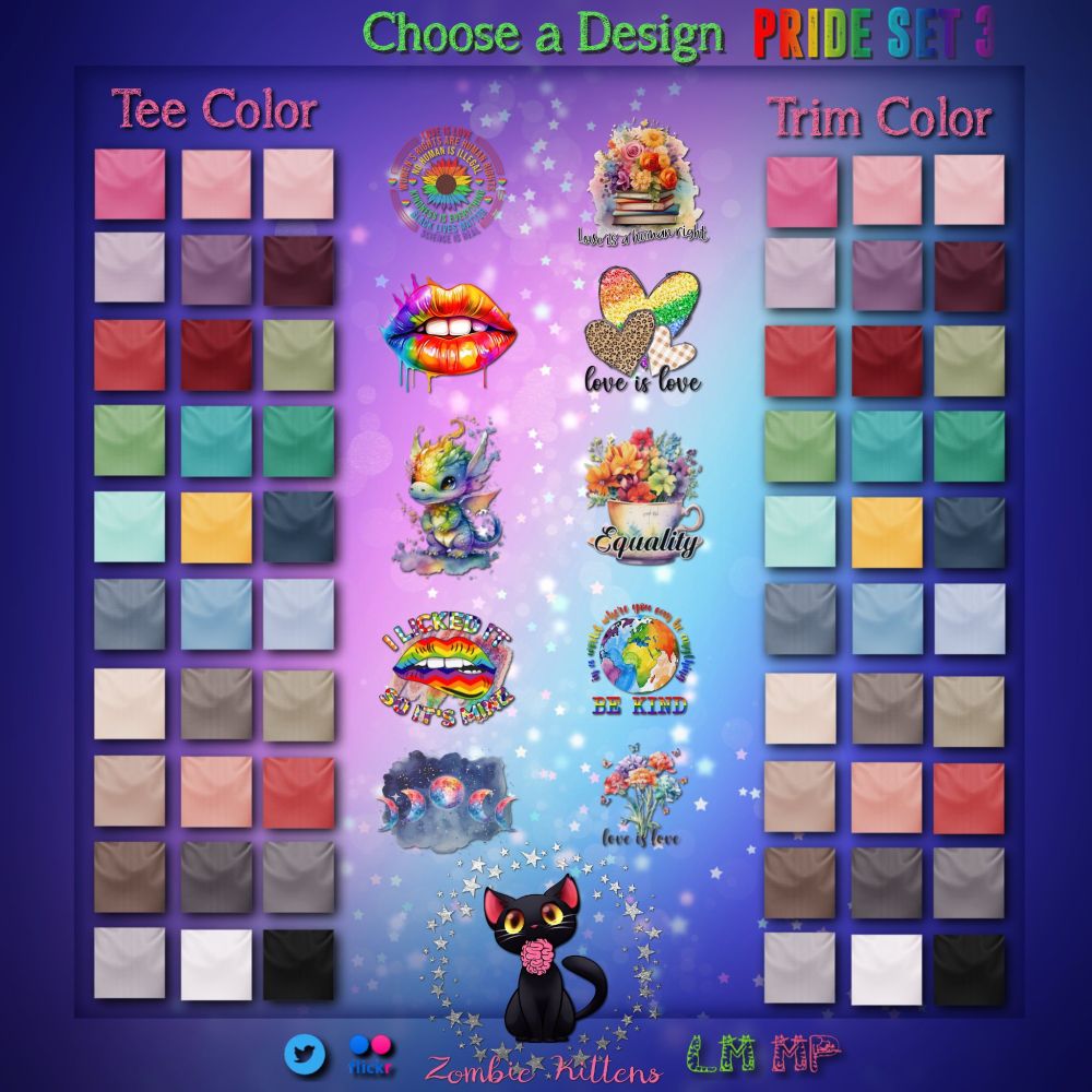 Pride Set 3 HUD for Women's Cropped Tees in Second Life