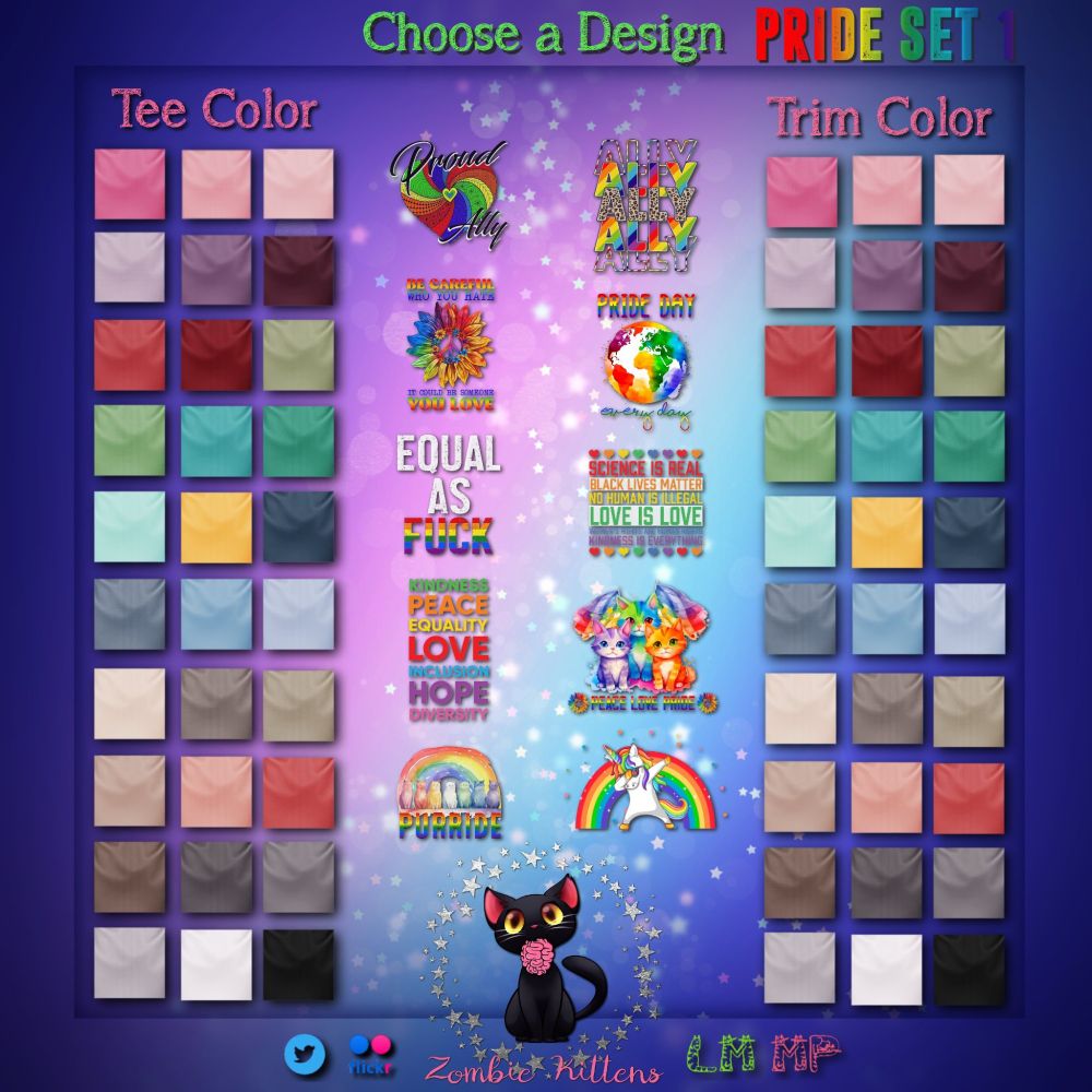 Pride Set 1 HUD for Women's Cropped Tees in Second Life