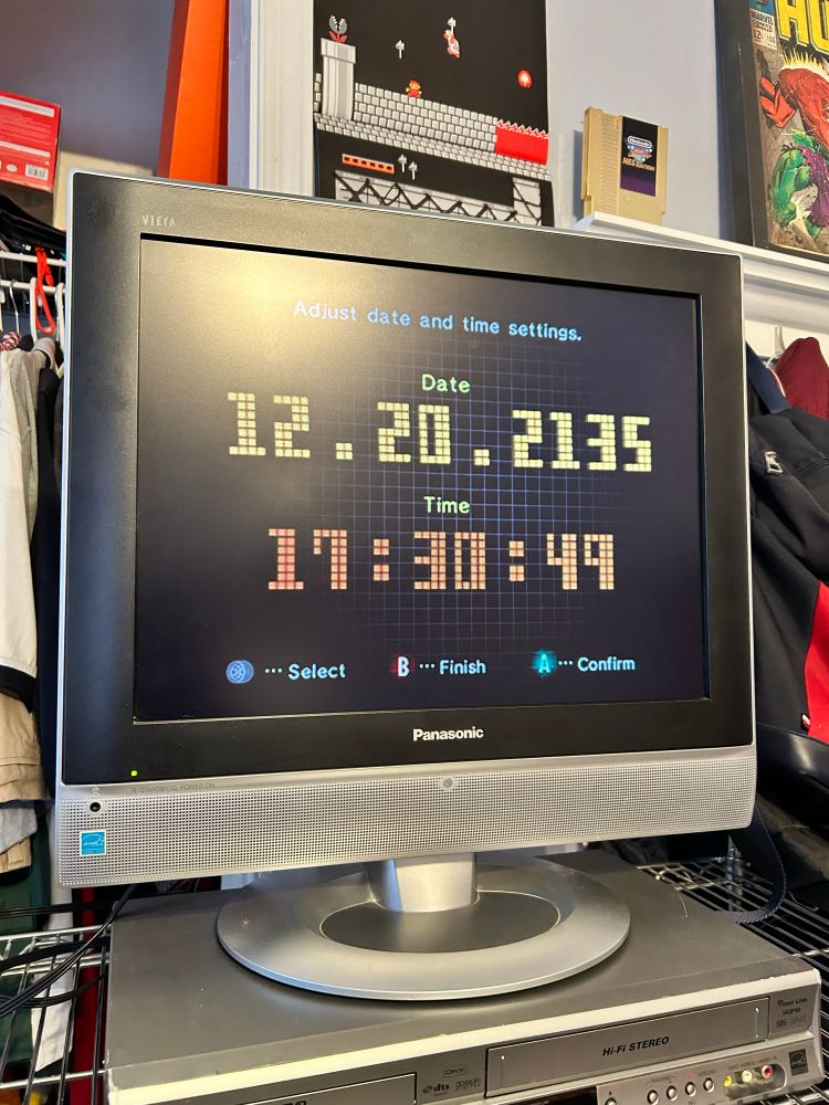 The date on the GameCube console is December 20th, 2135