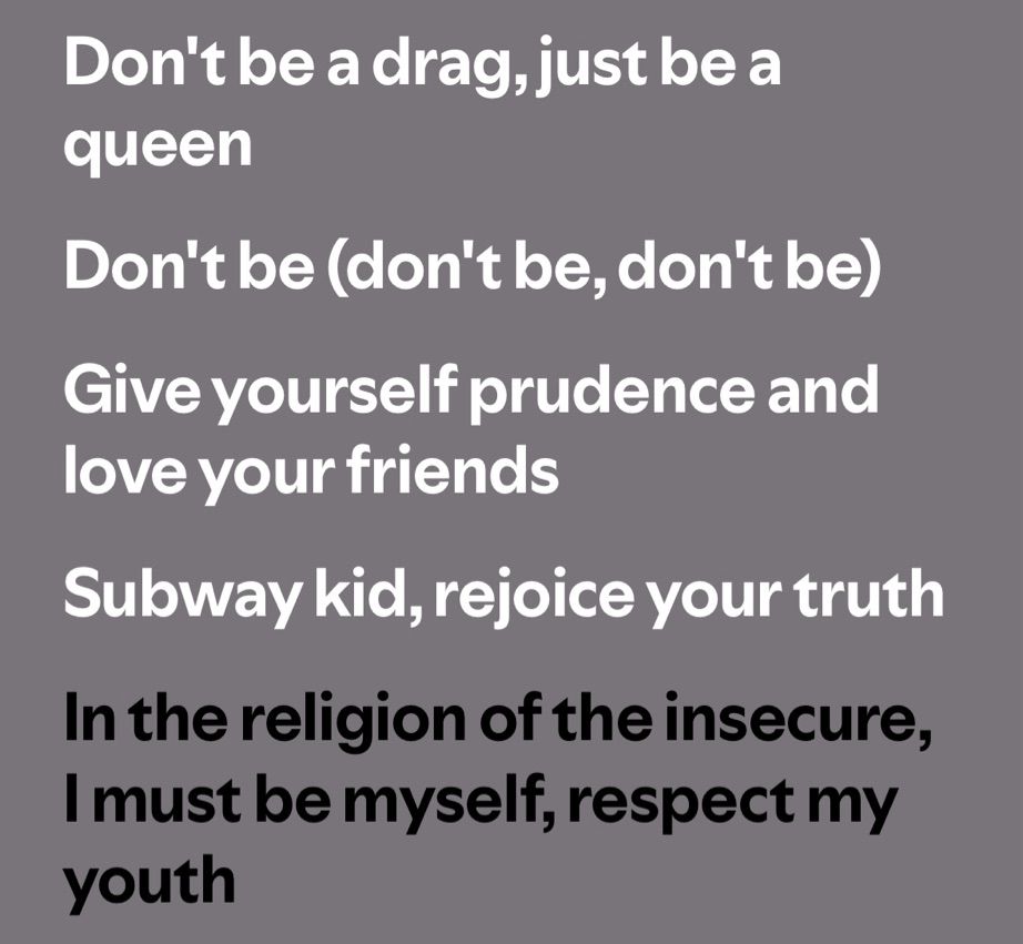 screenshot of the "born this way" lyrics