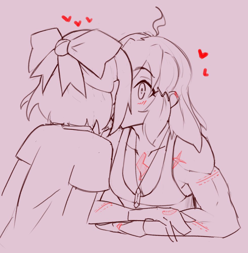 Symphogear characters hibiki and muku are kissing uwu