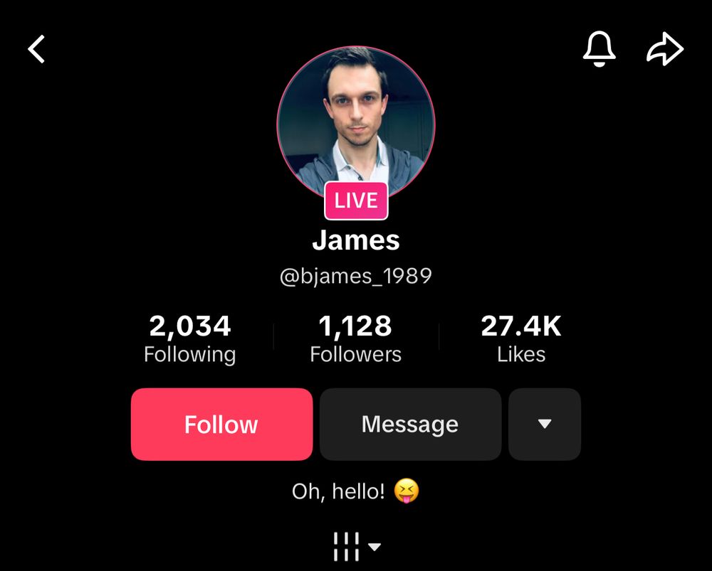 Screenshot of Tony Coburn’s new account on TikTok.